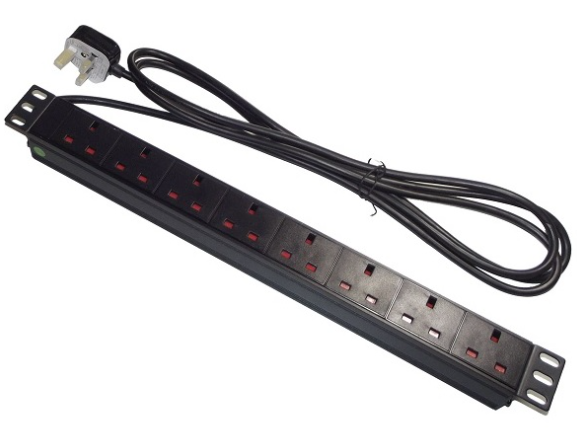 19 INCH ALLOY PDU MULTIFUNCTIONAL TYPE 8 WAY 1.5U, WITH UK PLUG