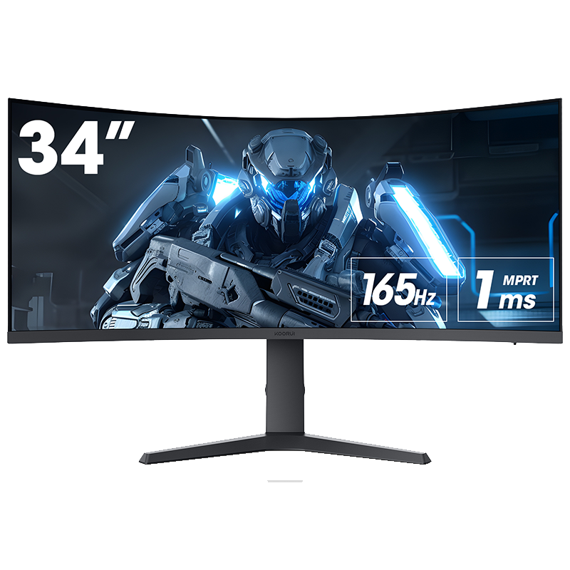 KOORUI 34-Inch Ultra-Wide Gaming Curved Monitor VA WQHD 3440 x 1440 165Hz 1ms