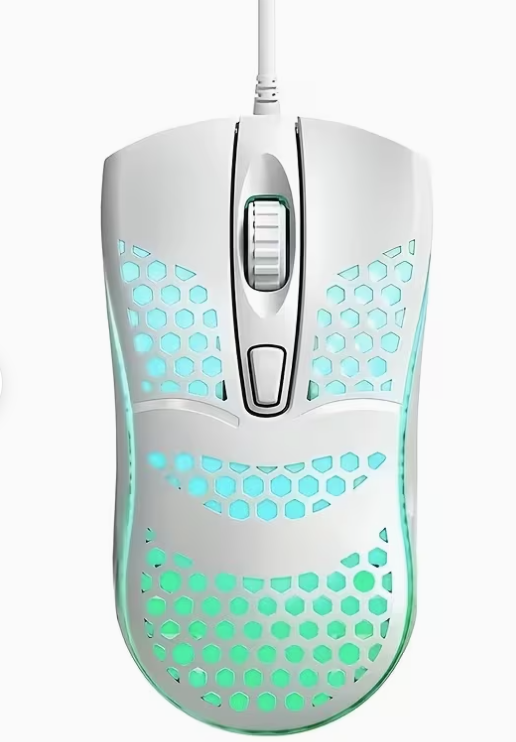 USB Wired Gaming Mouse with LED Backlight, Ergonomic Design Stable and Smooth with Low Latency for PC Gamers White